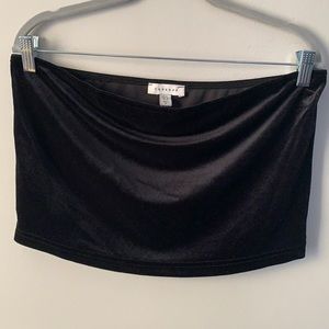 TOPSHOP NWOT Black Velvet Strapless Crop Top, Size 14